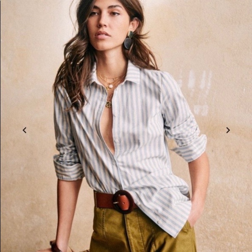 Sézane Tomboy Shirt - blue stripe